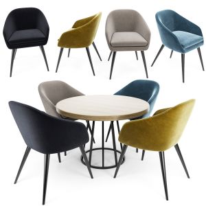 Aleria Upholstered Fabric Chair With Round Table