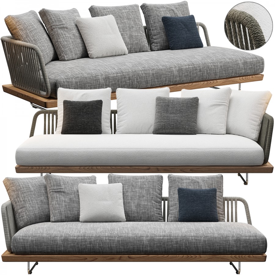 Sunray Sofa Minotti Outdoor - 3D Model for VRay, Corona