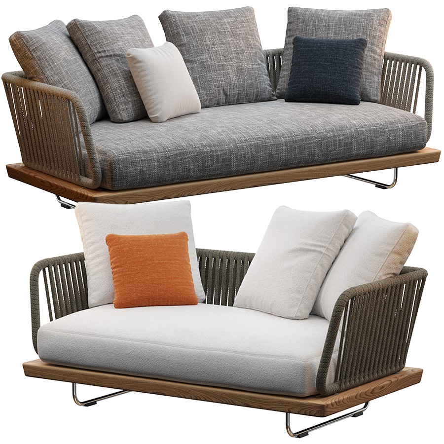 Sunray Sofa Minotti Outdoor - 3D Model for VRay, Corona