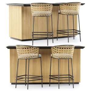 Soke Wooden Bar Furniture Set V01