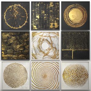 Collection Of Paintings With Gold For Walls