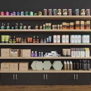 Showcase With Cosmetics For Beauty Salons Or Shops