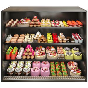 Showcase With Desserts, Cakes And Pastries