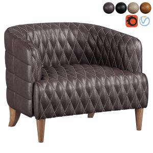 Magdelan Brown Tufted Leather Armchair