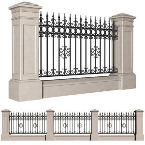 Fence In Classic Style Entrance Wrought Railing