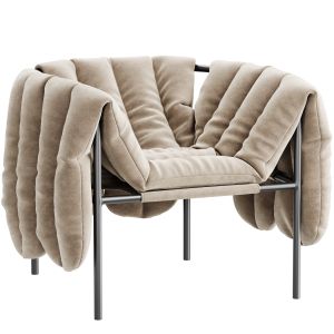 Puffy Lounge Chair Natural Black Grey Steel