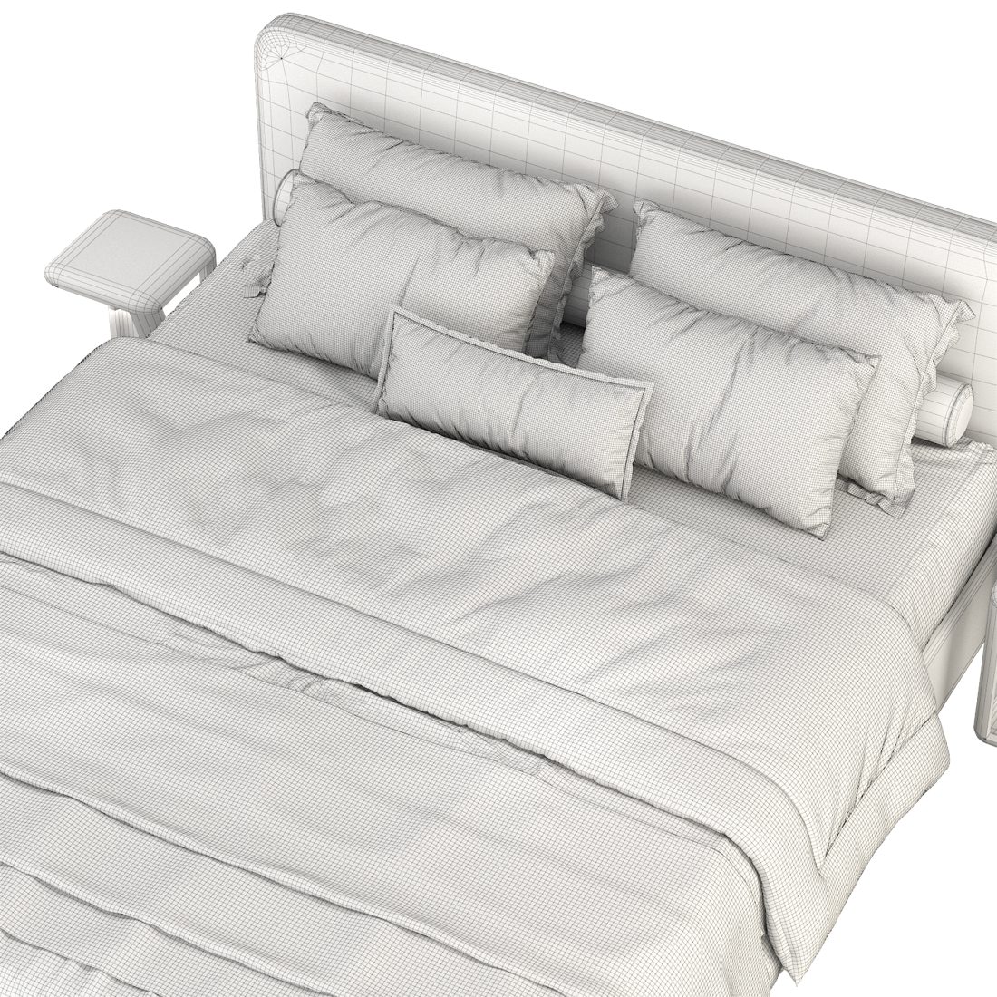 West Elm Newport Bed 3D Model for VRay, Corona