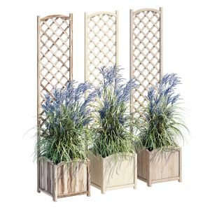 Wood Outdoor Elevated Planter With Trellis