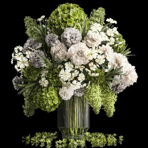 Solemn Bouquet Green Flowers Vase Lilac Hydrangea
