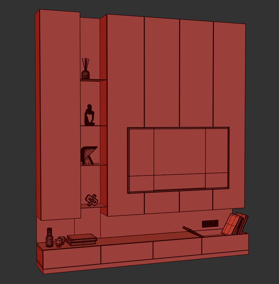 TV Wall Minimalism ZS - 3D Model for VRay, Corona