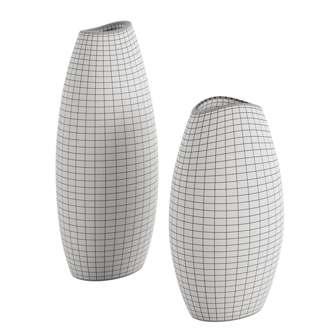 Modern Matte Black Vase Set 2 - 3D Model for Corona