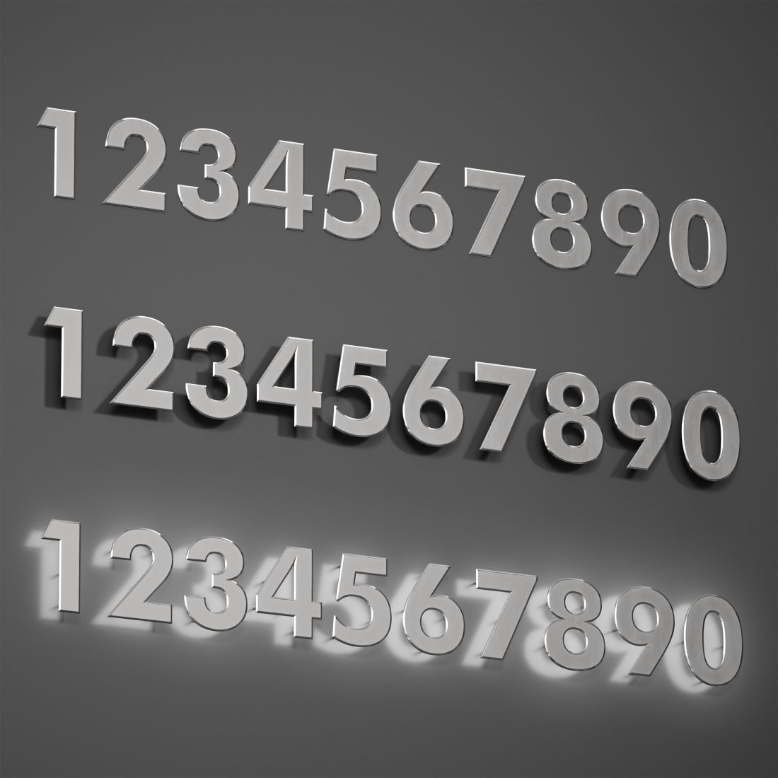 Metal Numbers Metal Number With Backlight 3D Model for FStorm, VRay ...