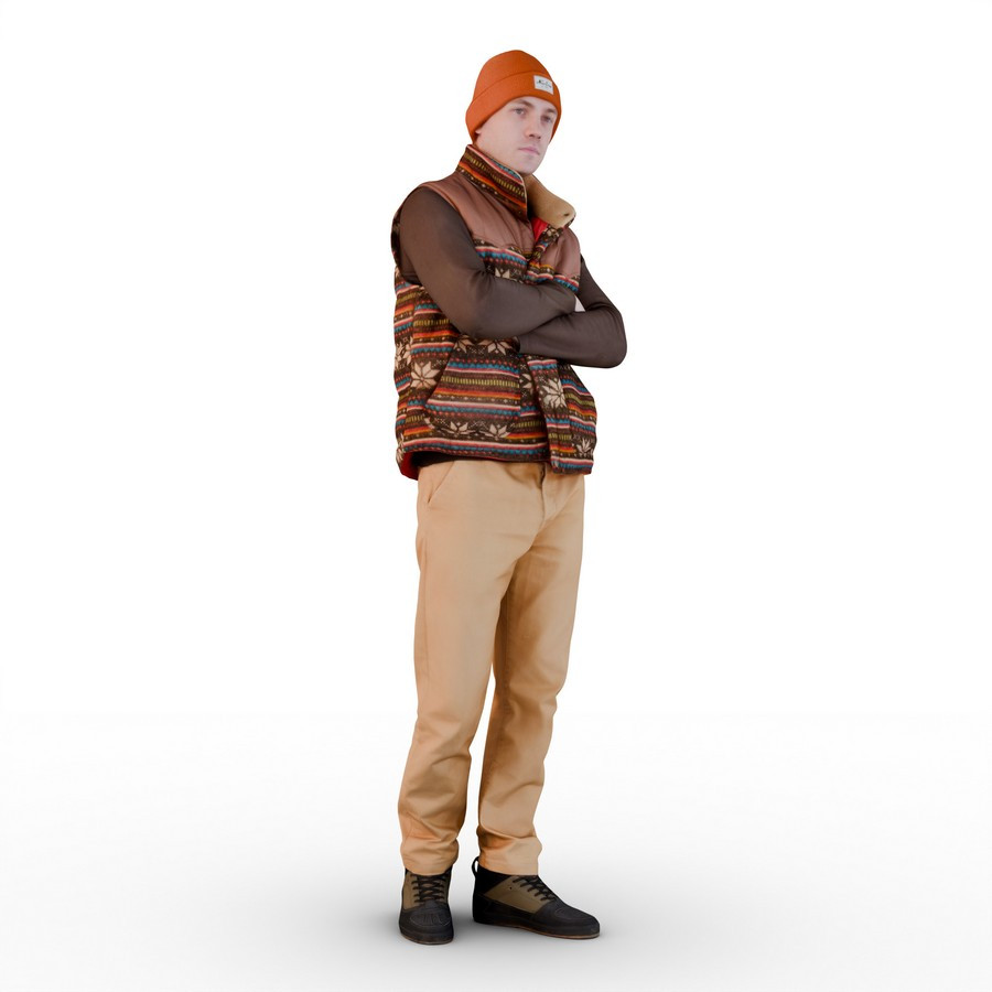 Contemplative Wanderer - Man In Patterned Vest by Kanistra Studio