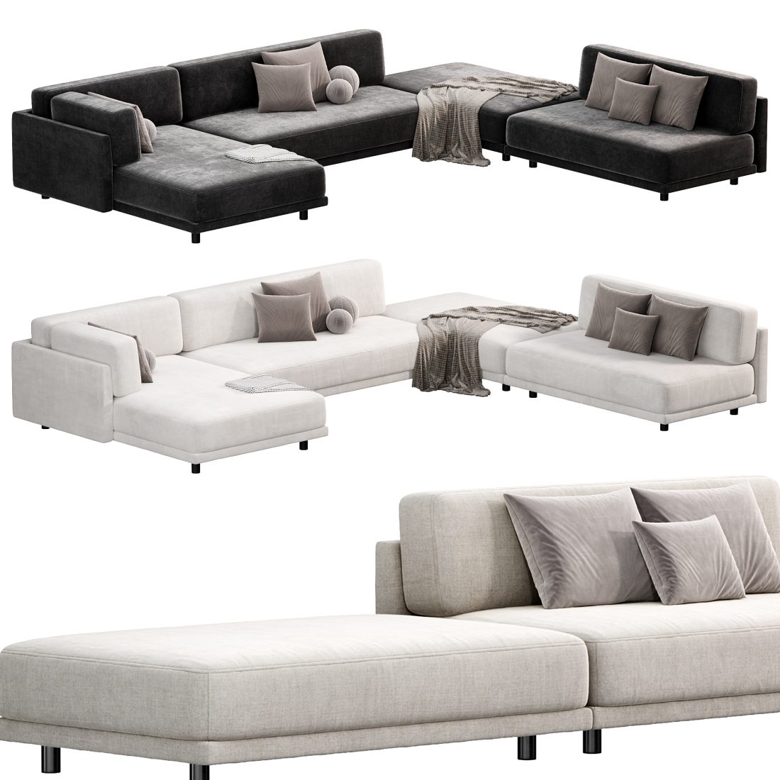 Sunday J Sectional Sofa Modular With Chaise By Blu 3D Model for Corona ...