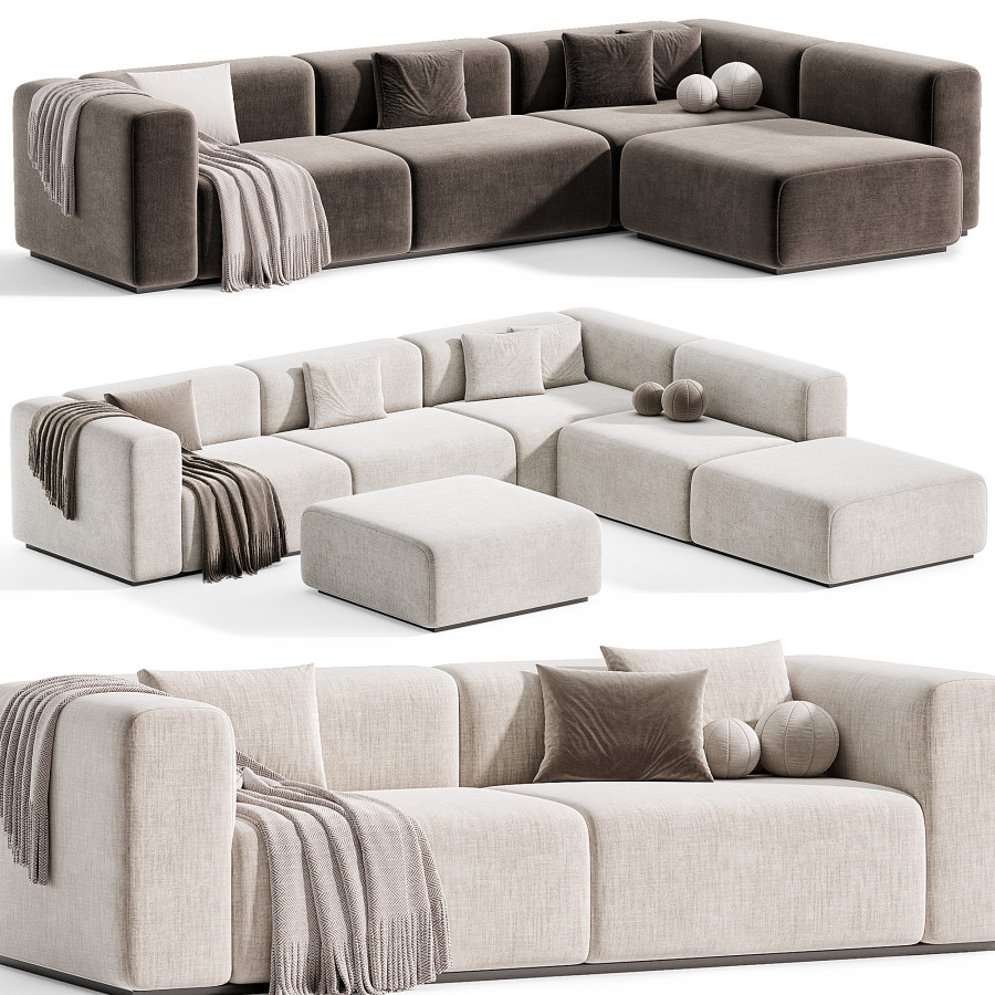 Oblong Plus Modular Sofa By Cappellini - 3D Model for Corona