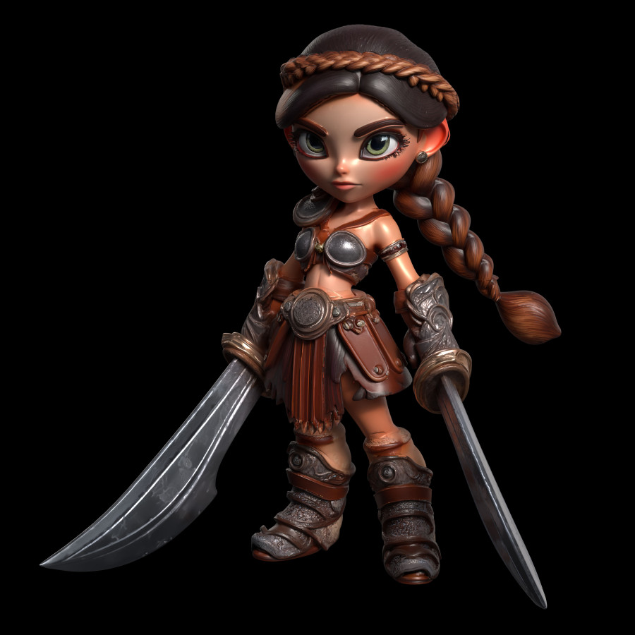 D80 Cartoon Woman Warrior - Stl by Hemase