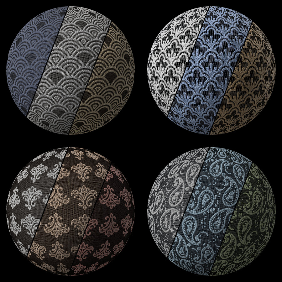 D88 Ornament Lace Fabric  Collection VOL.01 | Pbr 4k Seamless Sbsar by Hemase