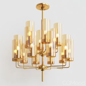 Hans-agne Jakobsson Ceiling Lamp In Brass And Blue