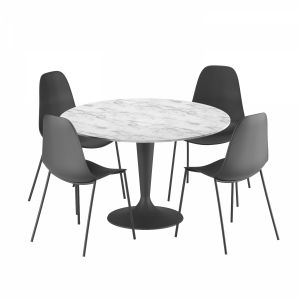 Svelti Black Dining Chair&tulip Stone Table
