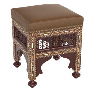 Moroccan Carved And Inlaid Square Stool
