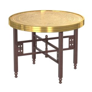 Brass Embossed Tray Table With Arabic Calligraphy