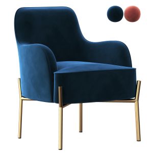 Corvus Penzing Velvet Upholstered Accent Chair Wit