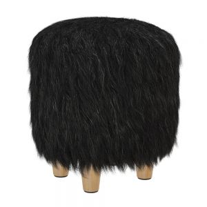 Round Fur Pouf With Legs