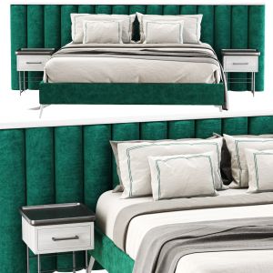 Modern Velour Green Double Bed Gs69