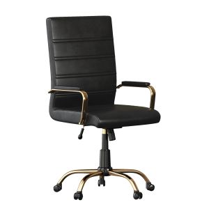 Black High Back Leather Chair Flgo 2286h Bk Gld Gg