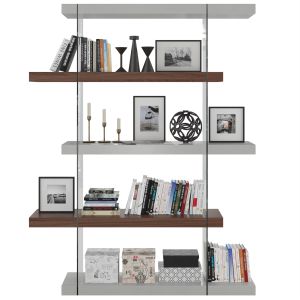 Glass bookshelveswith lacquered md shelves