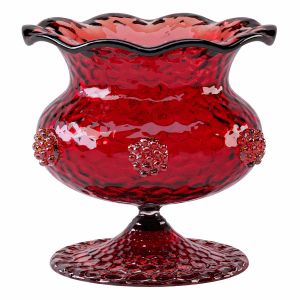 Salviati Murano Red Art Glass Pedestal Bowl Circa