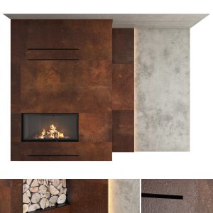 Decorative Wall With Fireplace Set 22