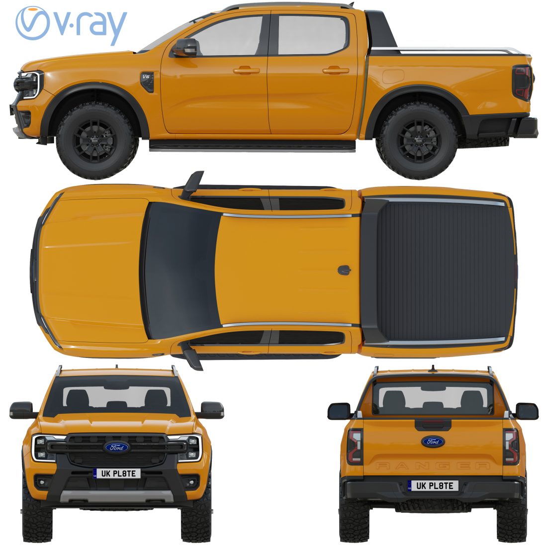 Ford Ranger Wildtrak 2023 3D Model for VRay | CGMood