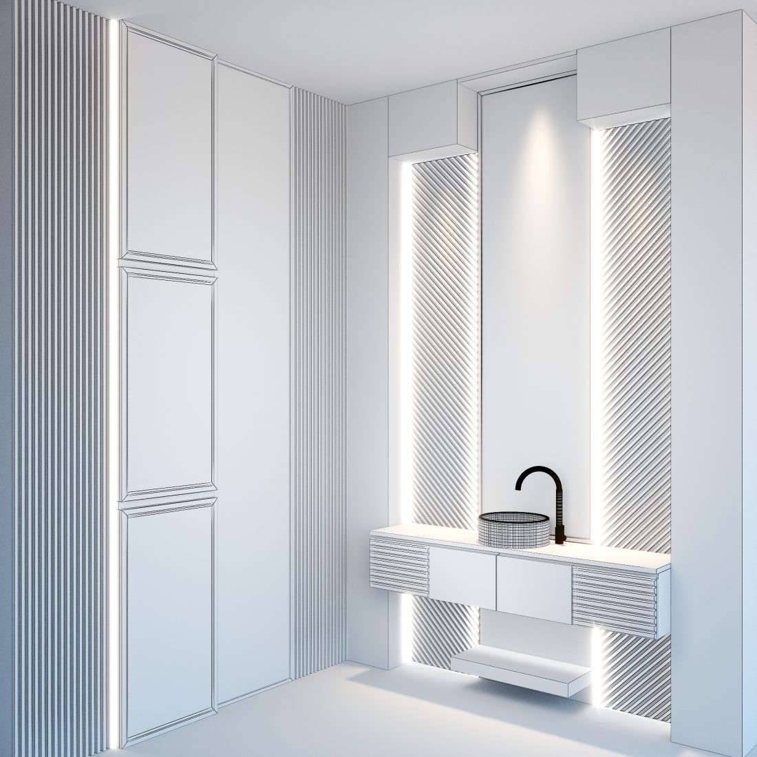Bathroom Design Modern - No 02 - 3D Model for VRay, Corona