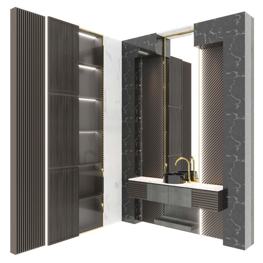 Bathroom Design Modern - No 02 - 3D Model for VRay, Corona