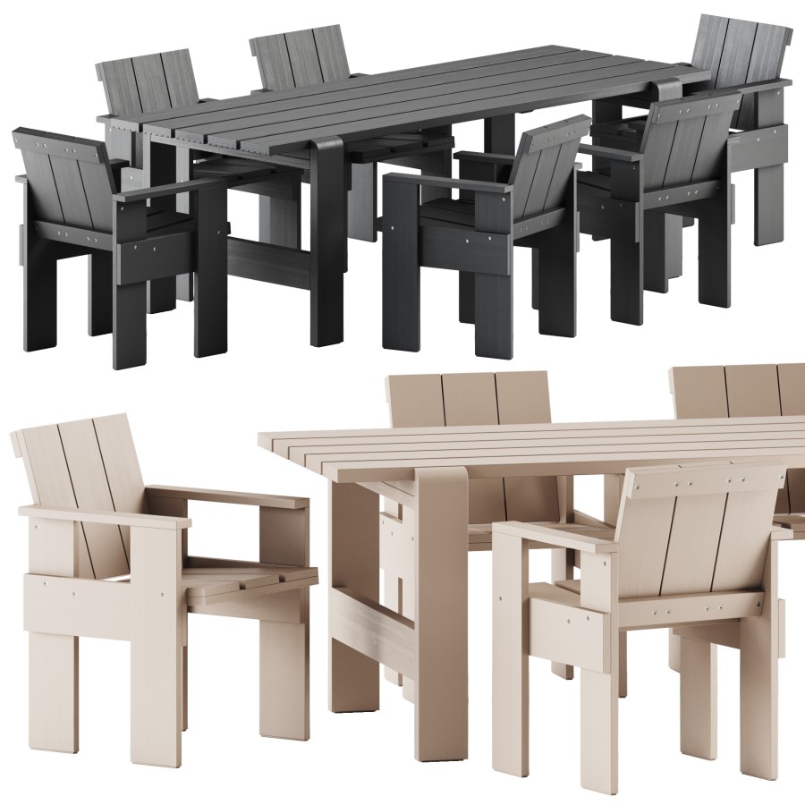 Weekday Table L230 And Crate Outdoor Chair By Hay 3D Model for Corona ...