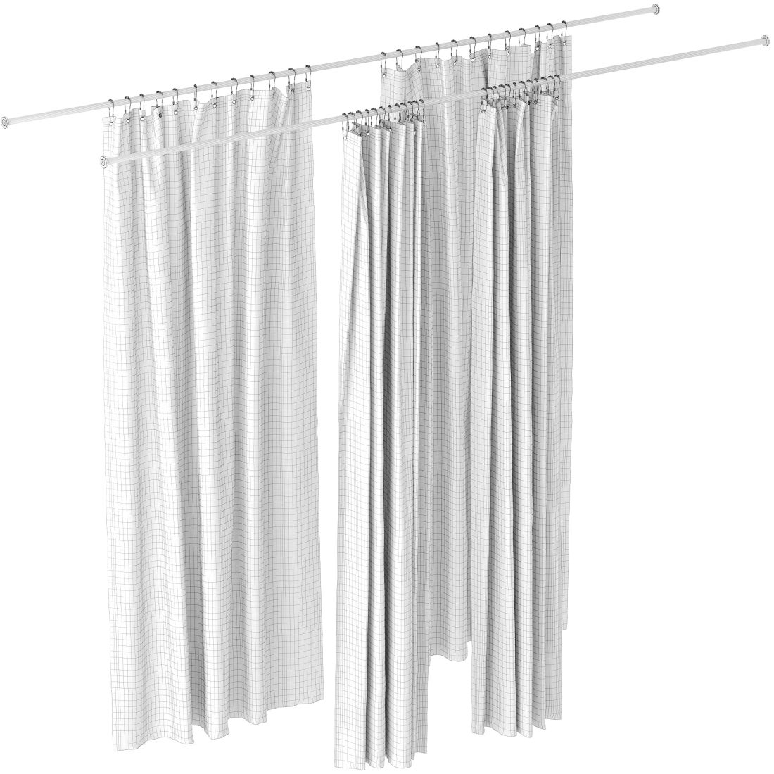 Bathroom Curtain Set 01 - 3D Model for VRay, Corona