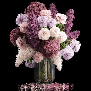 Festive Bouquet Of Flowers Vase Lilac Hydrangea