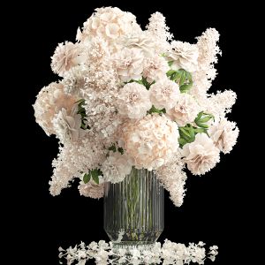 Bouquet Of White Flowers Vase Lilac Hydrangea