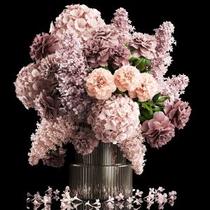 Solemn Bouquet Of Flowers Lilac Peonies Hydrangea