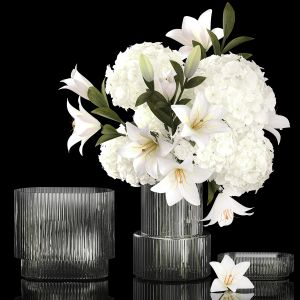 Solemn Bouquet Of White Flowers Hydrangea Lilies
