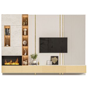 Wall Cabinet With Decor And Tv
