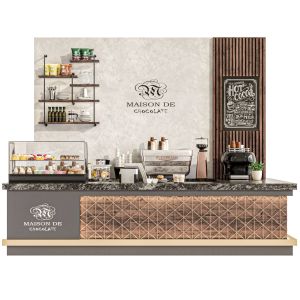 Designer Coffee Shop With A Display Case