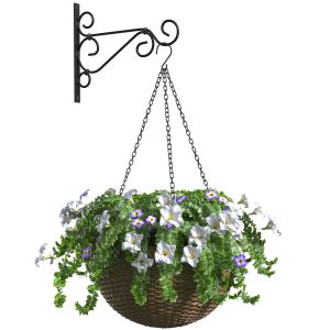 Hanging Basket Flowerpot Rattan Pot With Flowers