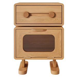 Gvawood Oak Bedside Table With Rotating Top