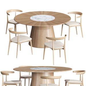 Reverse Wood Table With Carola Chair By Andreu Wor
