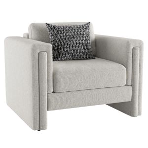 Visible White Boucle Fabric Armchair