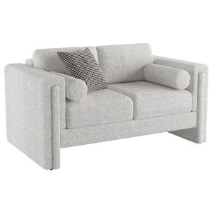 Visible White Boucle Fabric Love Seat