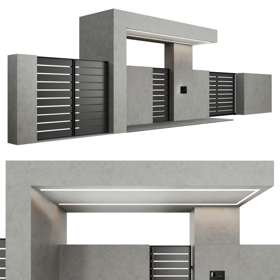 Minimalist Fence, Entrance - 3D Model for Corona