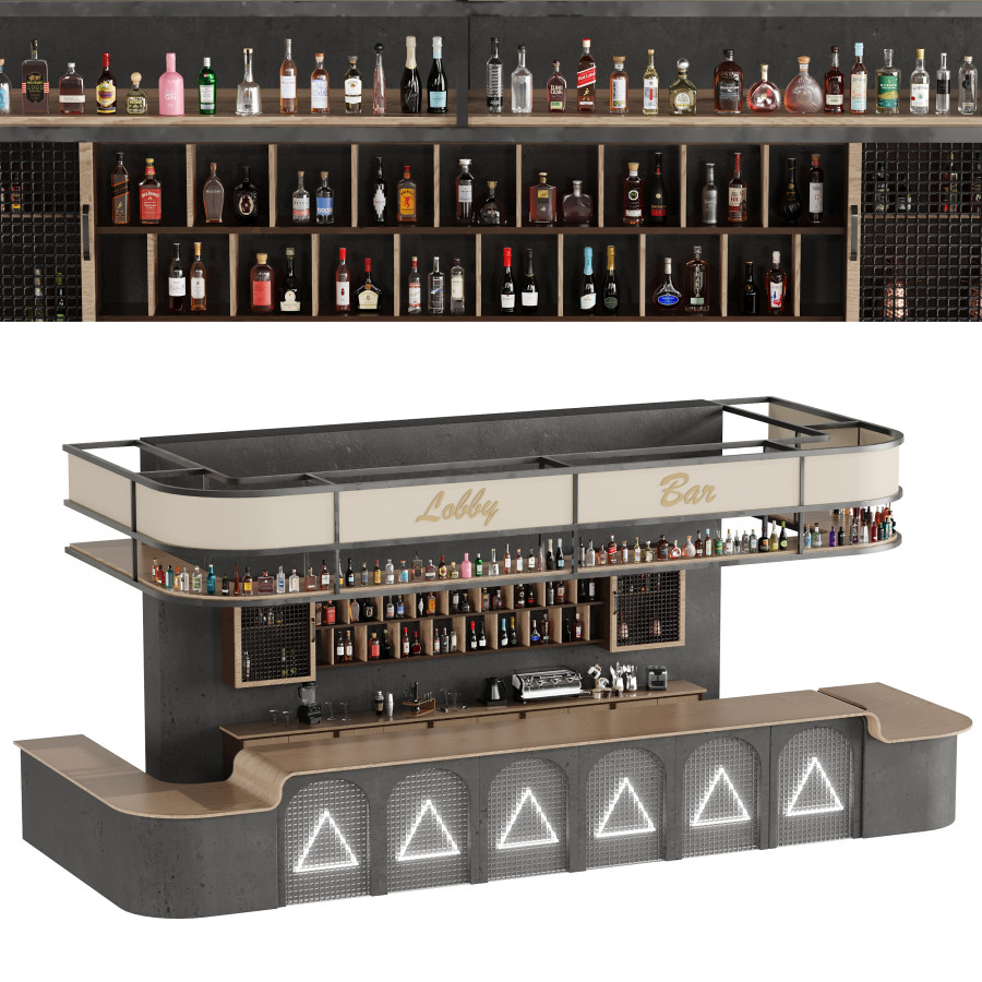 Bar 29 Lobby Bar 120 Bottles 3D Model for Corona | CGMood